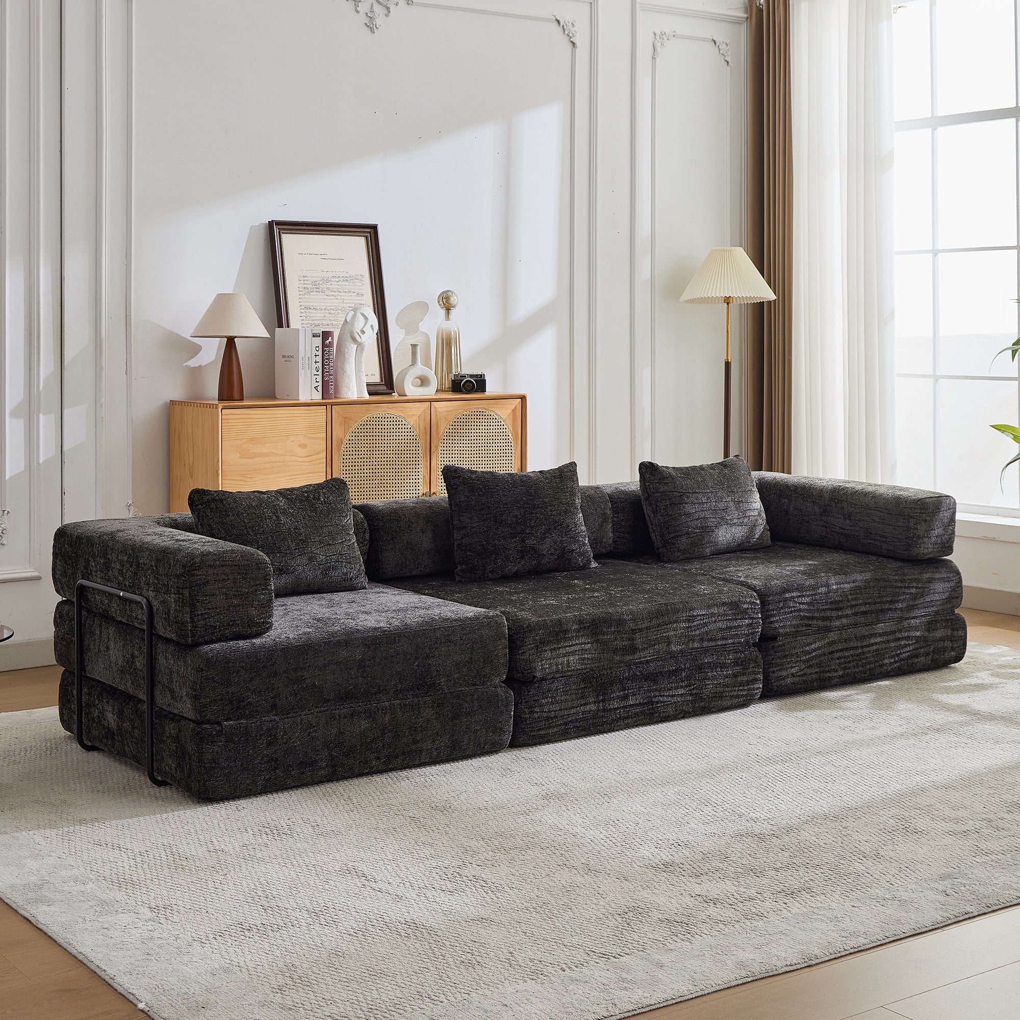 Black Chenille Sofa Bed