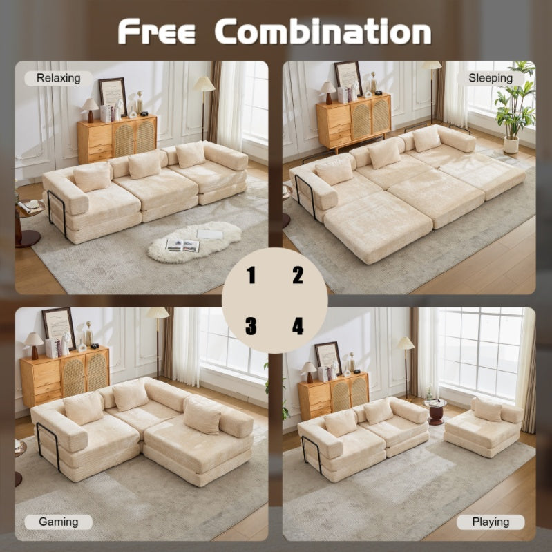 Beige Chenille Sofa Bed