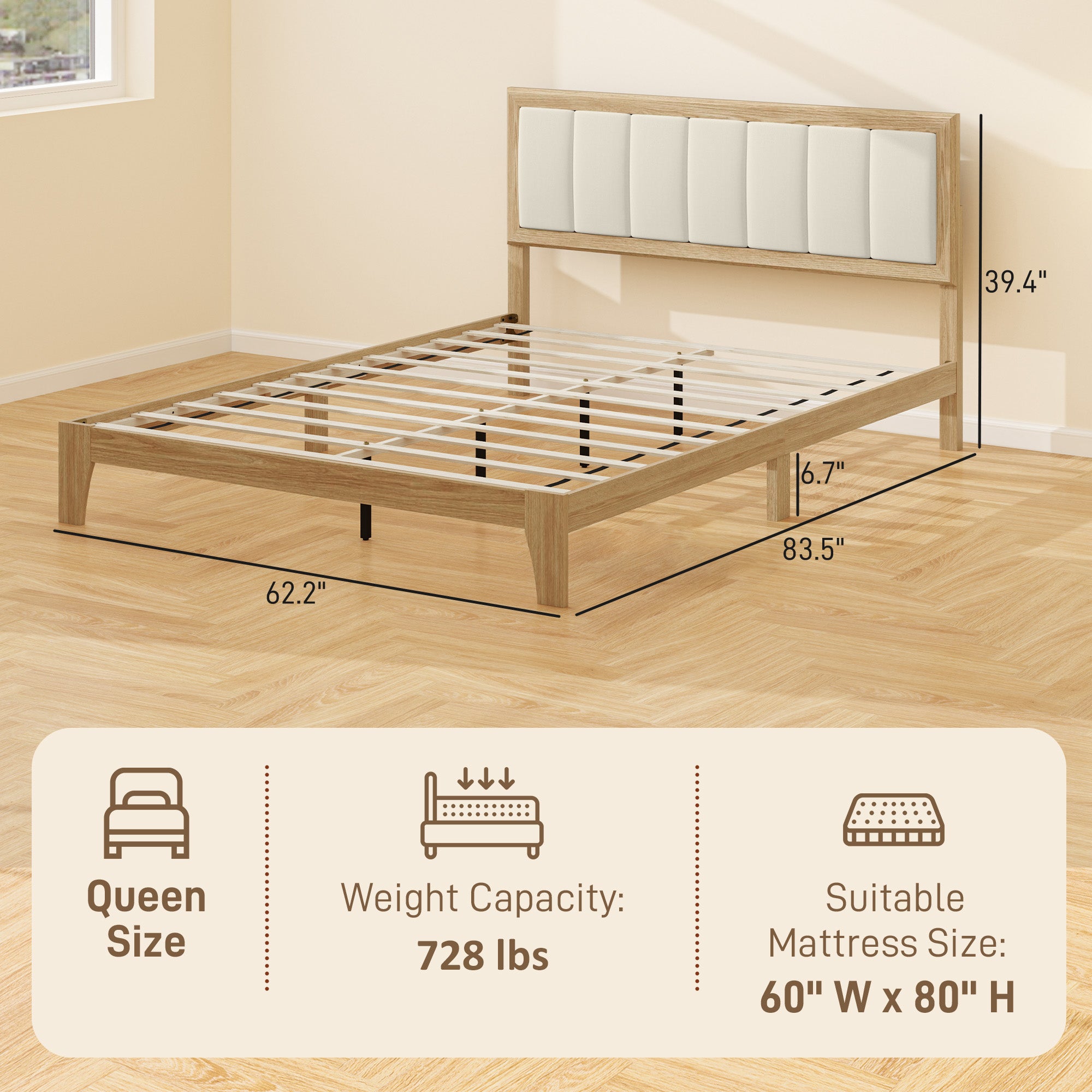 Charcoal Linen Bed Frame