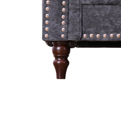 Black Flannelette 2-Piece Couch Living Room Sofa Set