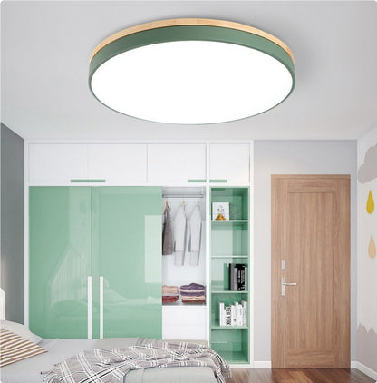 Simple Modern Wooden Lamp Cozy Bedroom Round Ceiling