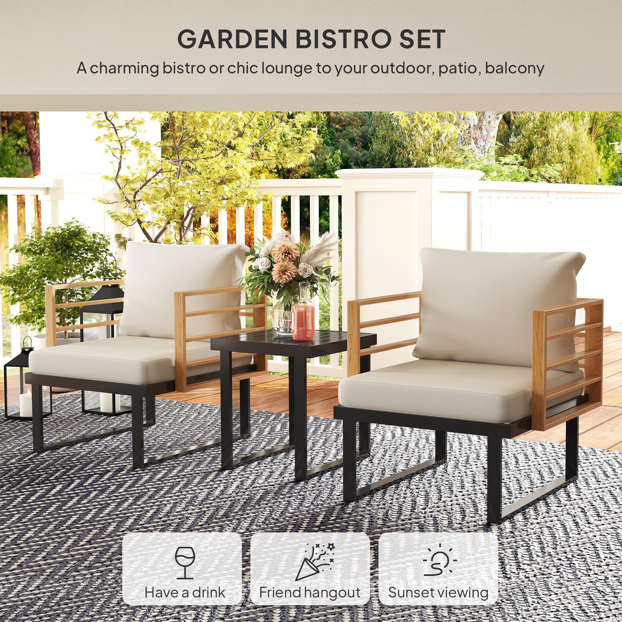 Beige Metal Bistro Set