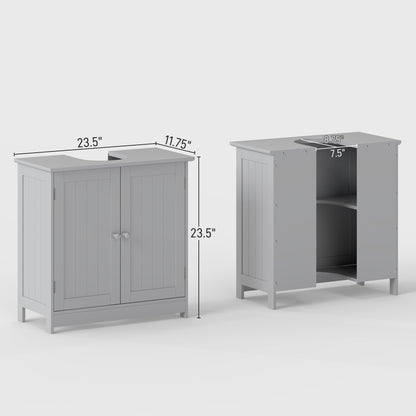 Bathroom Vanity Cabinet, Under Sink Bathroom Cabinet with 2 Doors and Adjustable Shelf, Light Gray