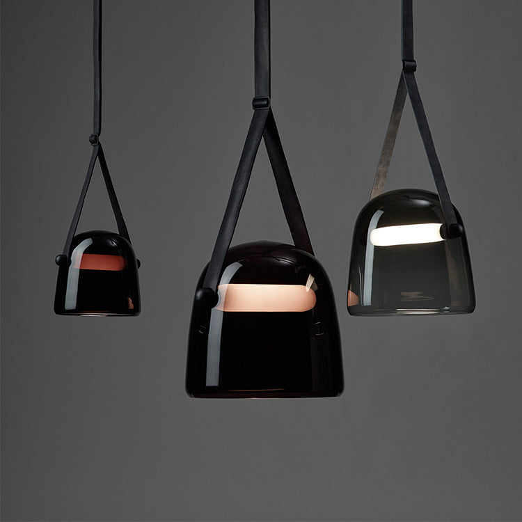 Post Modern Creative Leather Strap Glass Chandelier