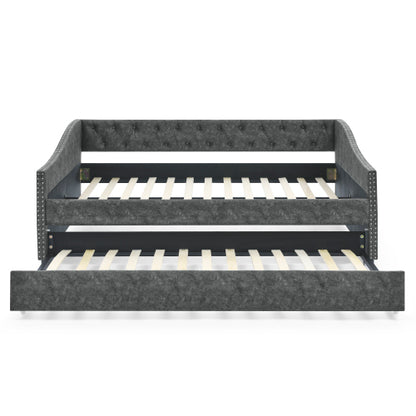 The Full-size Sofa Bed Features A Double-sized Upholstered Tufted Sofa Bed On Wheels Unavailable Platforms- Temu