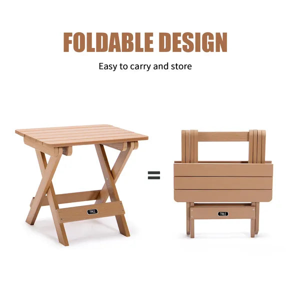 TALE Adirondack Portable Folding Side Table Square All-Weather And Fade-Resistant Plastic Wood Table Perfect For Outdoor Garden;  Beach;  Camping;  Picnics