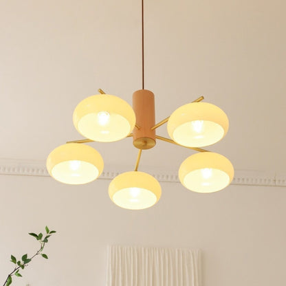 Log Style Glass Cover Chandelier Cream Bedroom Lamps