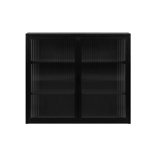 Modern Two-door Wall Cabinet With Glass Door With Three Levels Of Storage For Entrance Living Room, Bathroom, Dining Room, Black Unavailable Platforms- Temu