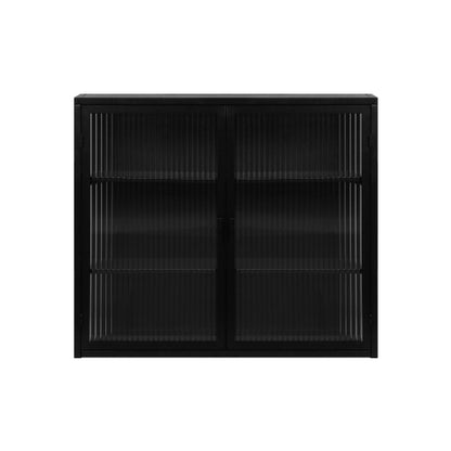 Modern Two-door Wall Cabinet With Glass Door With Three Levels Of Storage For Entrance Living Room, Bathroom, Dining Room, Black Unavailable Platforms- Temu