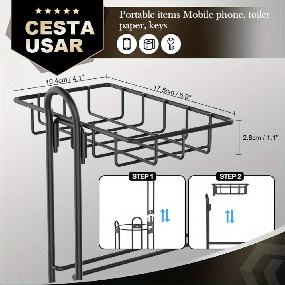 Toilet Paper Holder With Shelf, Bathroom Freestanding Toilet Paper Holder, Clearance Disposal
