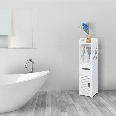 Wood Plastic Panel Bathroom Shelf - White