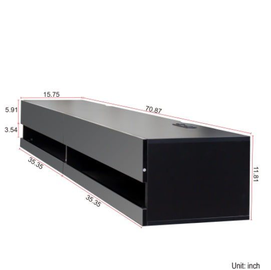 180 Wall Mounted Floating 80 TV Stand With 20 Color LEDs And Charging Station