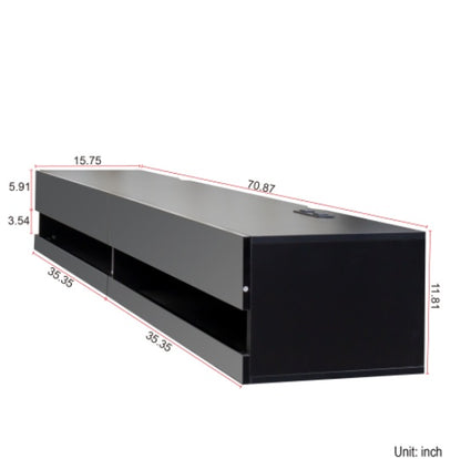 180 Wall Mounted Floating 80 TV Stand With 20 Color LEDs And Charging Station