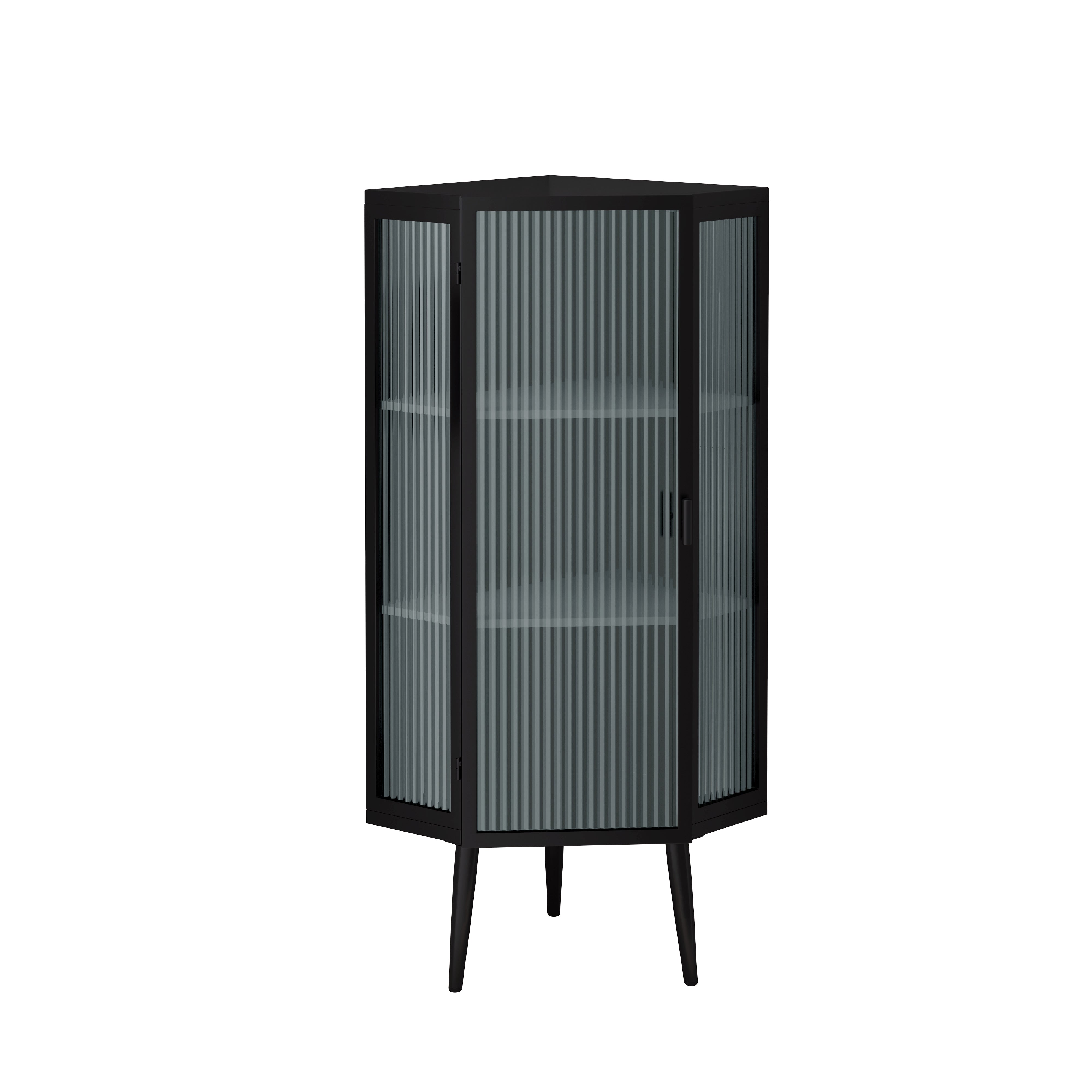 Black Glass Corner Cabinet