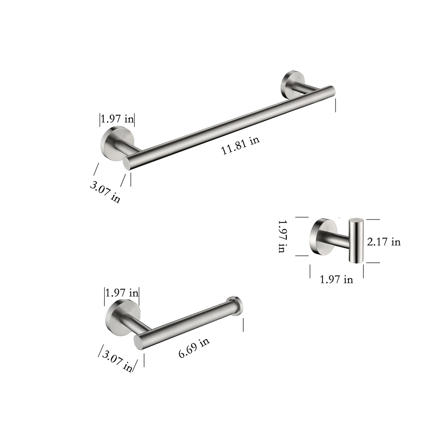 3-piece Set Of Bathroom Hangers And Towel Racks