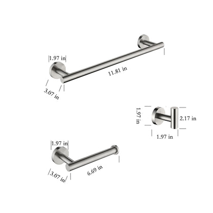 3-piece Set Of Bathroom Hangers And Towel Racks