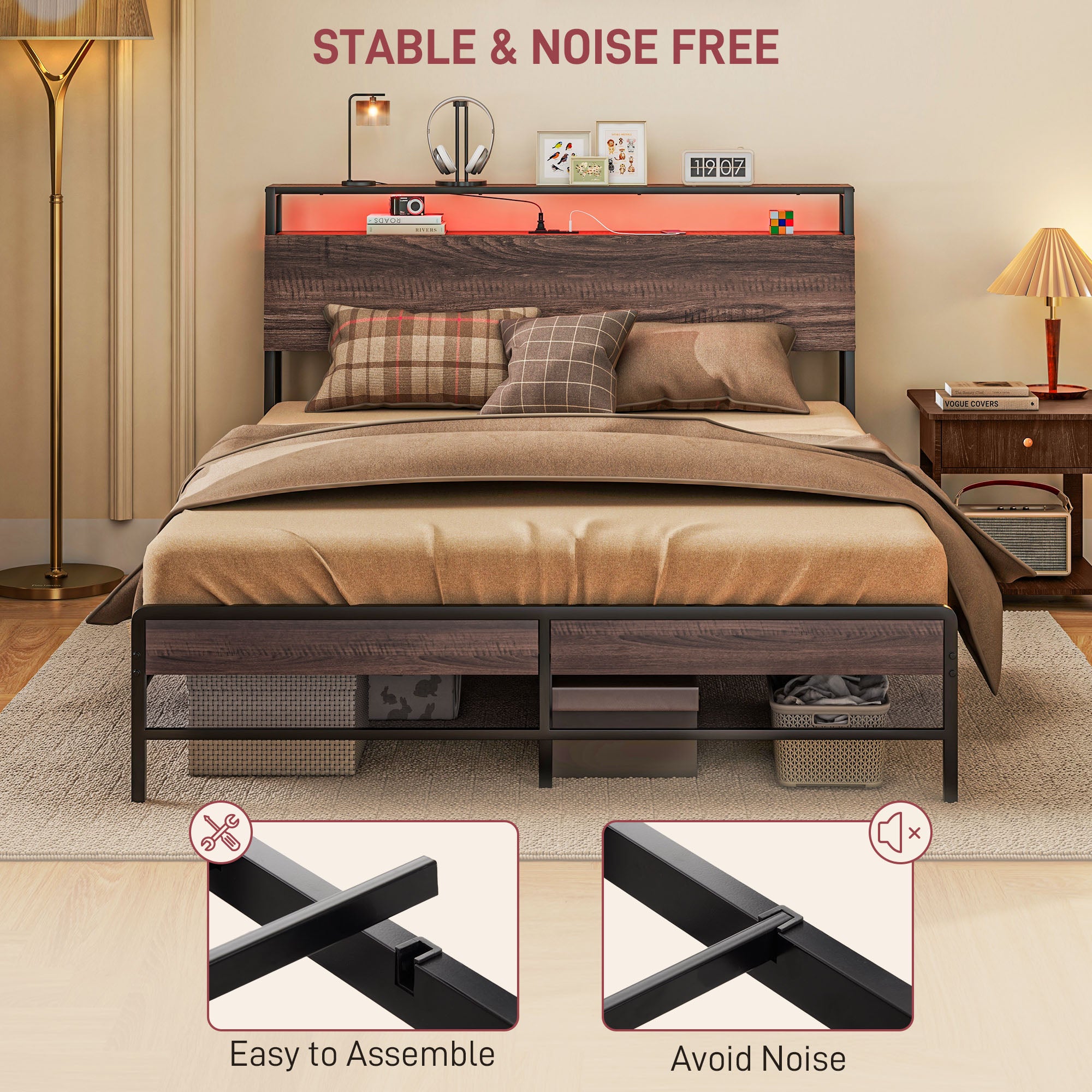 Gray LED Charging Bed