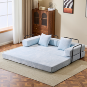 Blue Chenille Convertible Sofa
