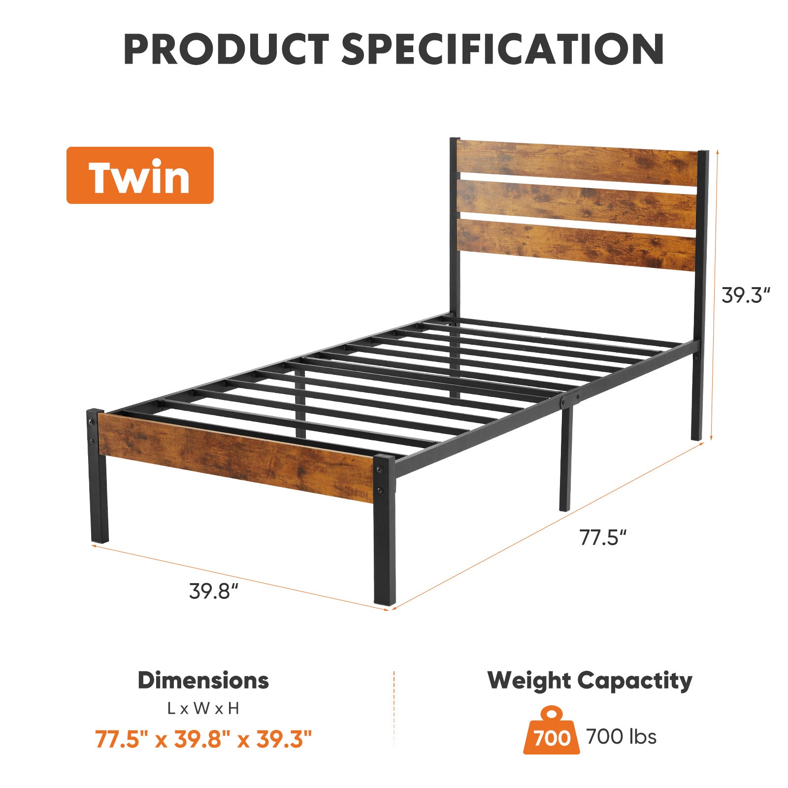 Black Metal Platform Bed Queen Under-Bed Storage