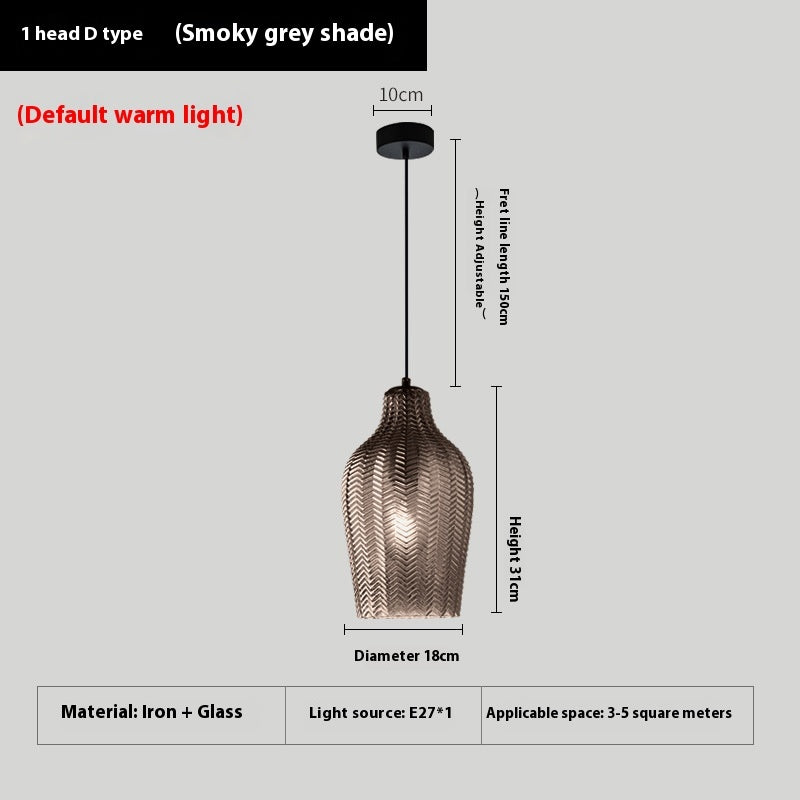 Bedroom Stair Light Single-head Glass Chandelier