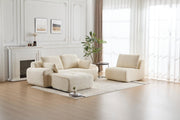 Beige Corduroy Sectional Sofa Memory Foam
