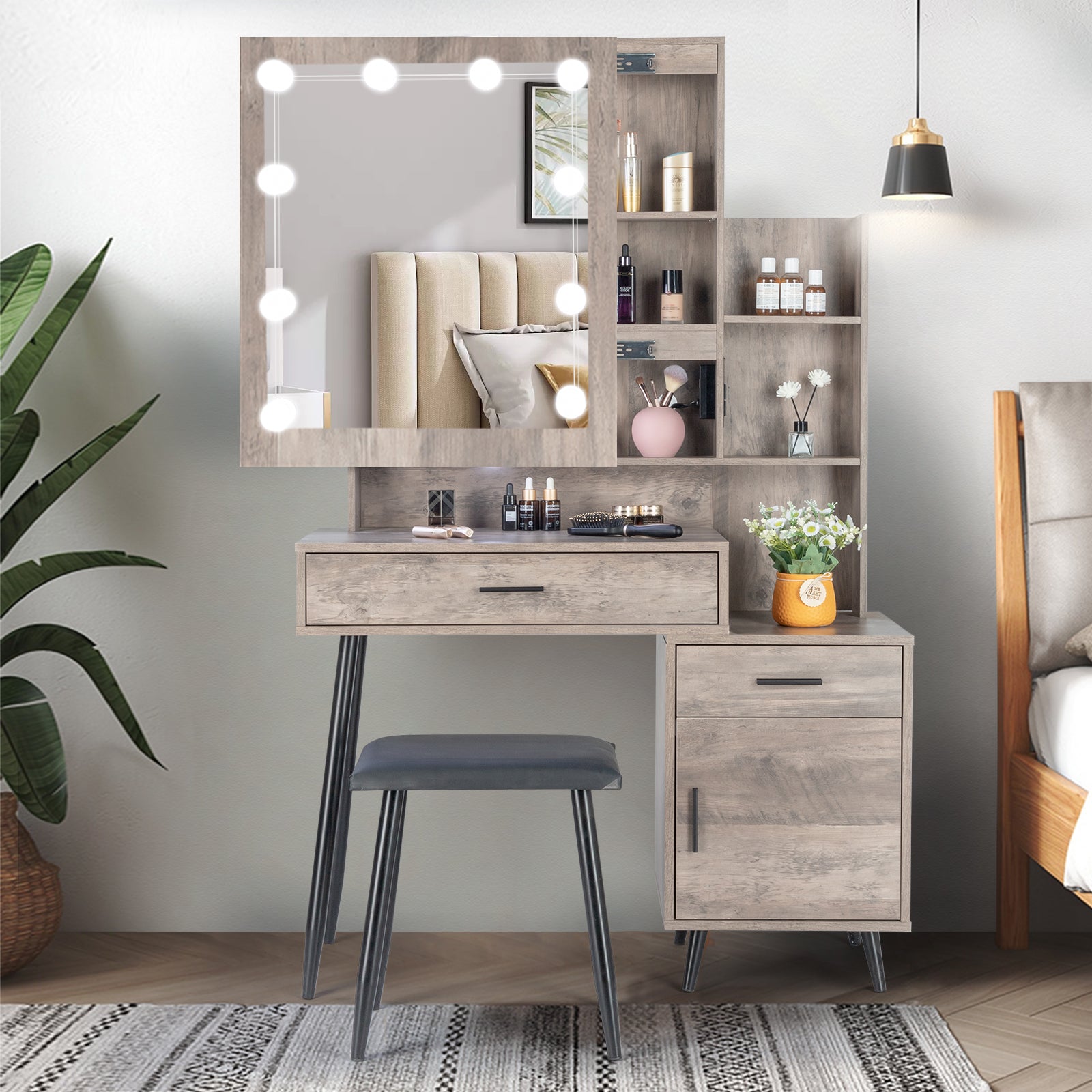 Metallic Industrial Vanity Table