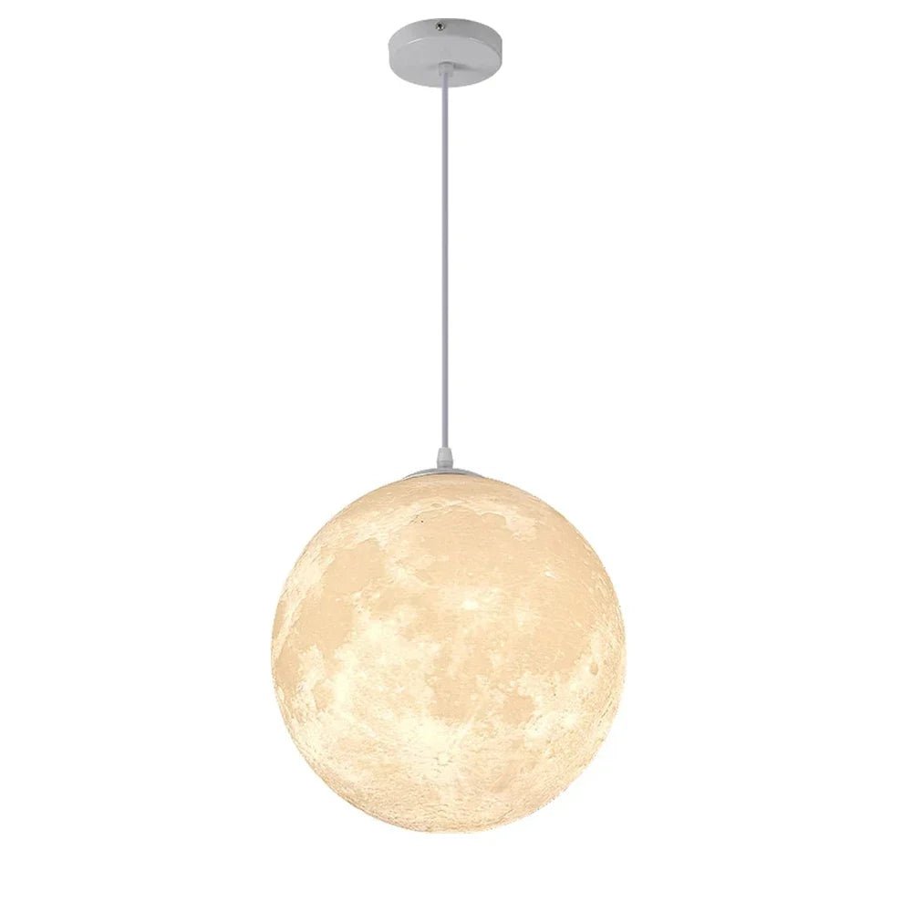 3D-Printed Moon Pendant Light in White Polymer - Decorbites