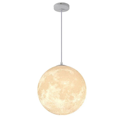 3D-Printed Moon Pendant Light in White Polymer - Decorbites