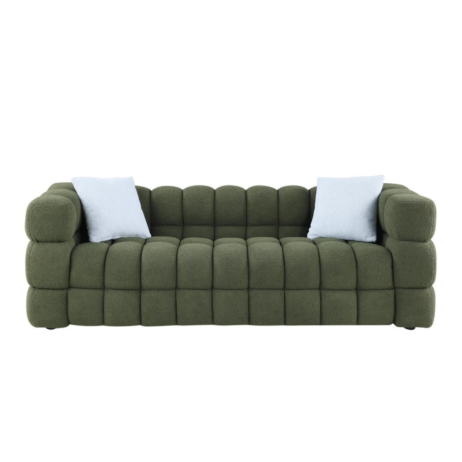 Olive Boucle 3-Seater Sofa