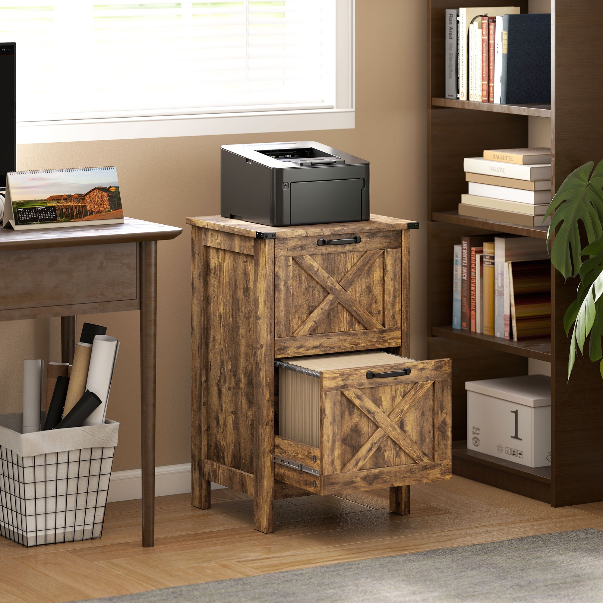 Rustic Brown File Cabinet