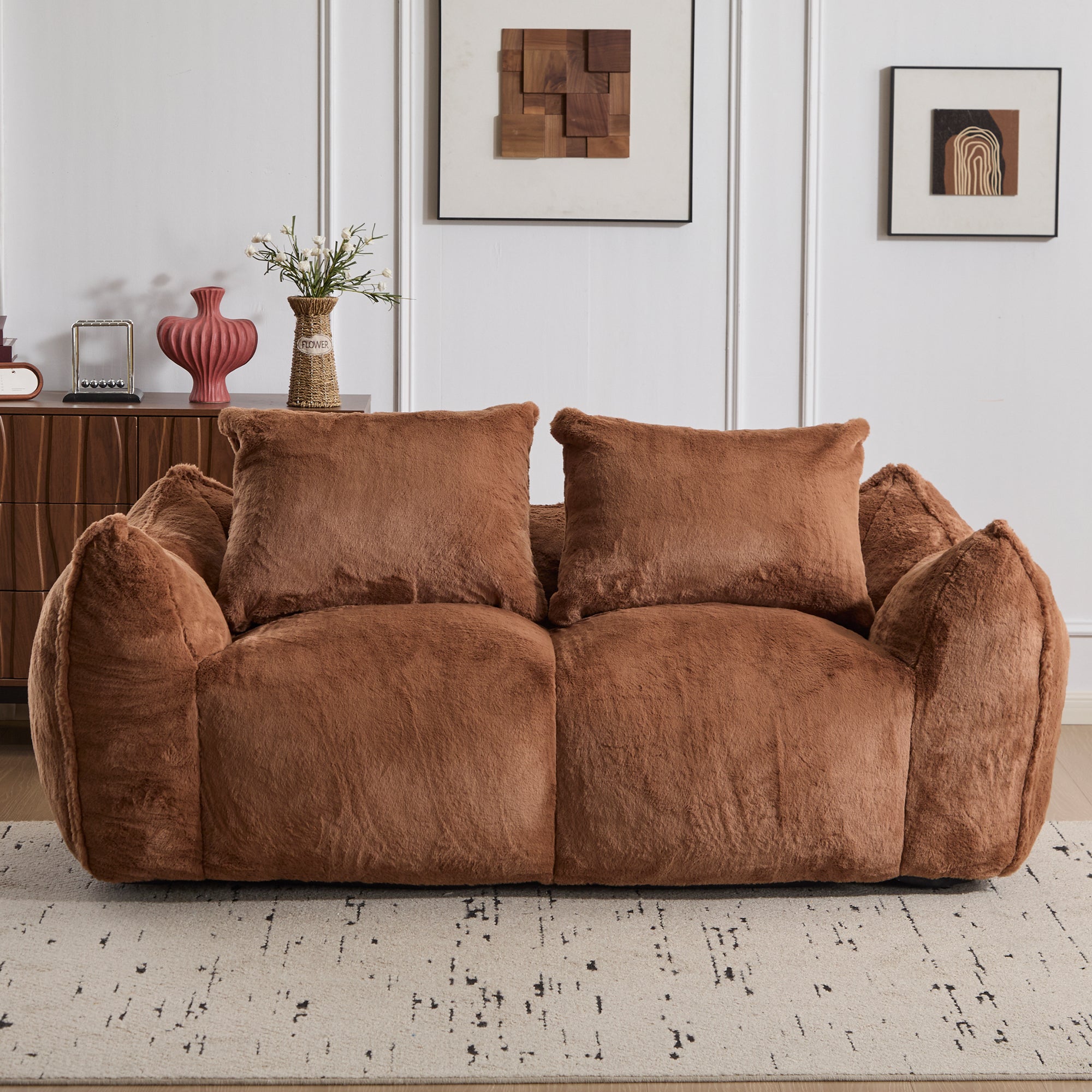 Brown Fluffy Bean Bag