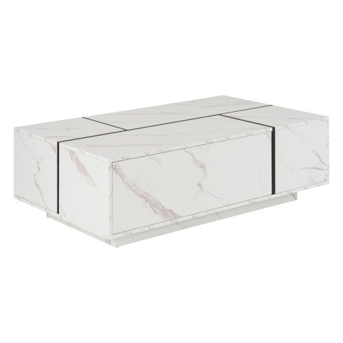 Rectangular Sliding Top Coffee Table With 2 Drawers And 2 Hidden Storage For Living Room 47.2