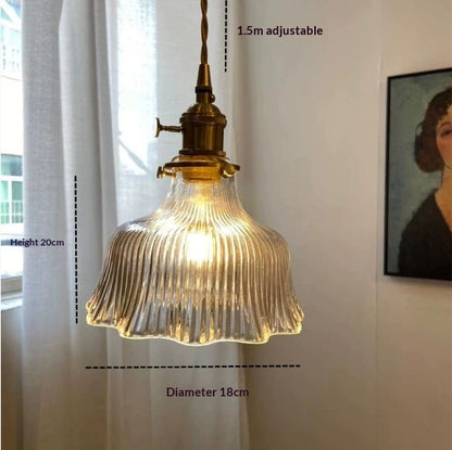 Japanese Retro Brass Glass Pendant Light