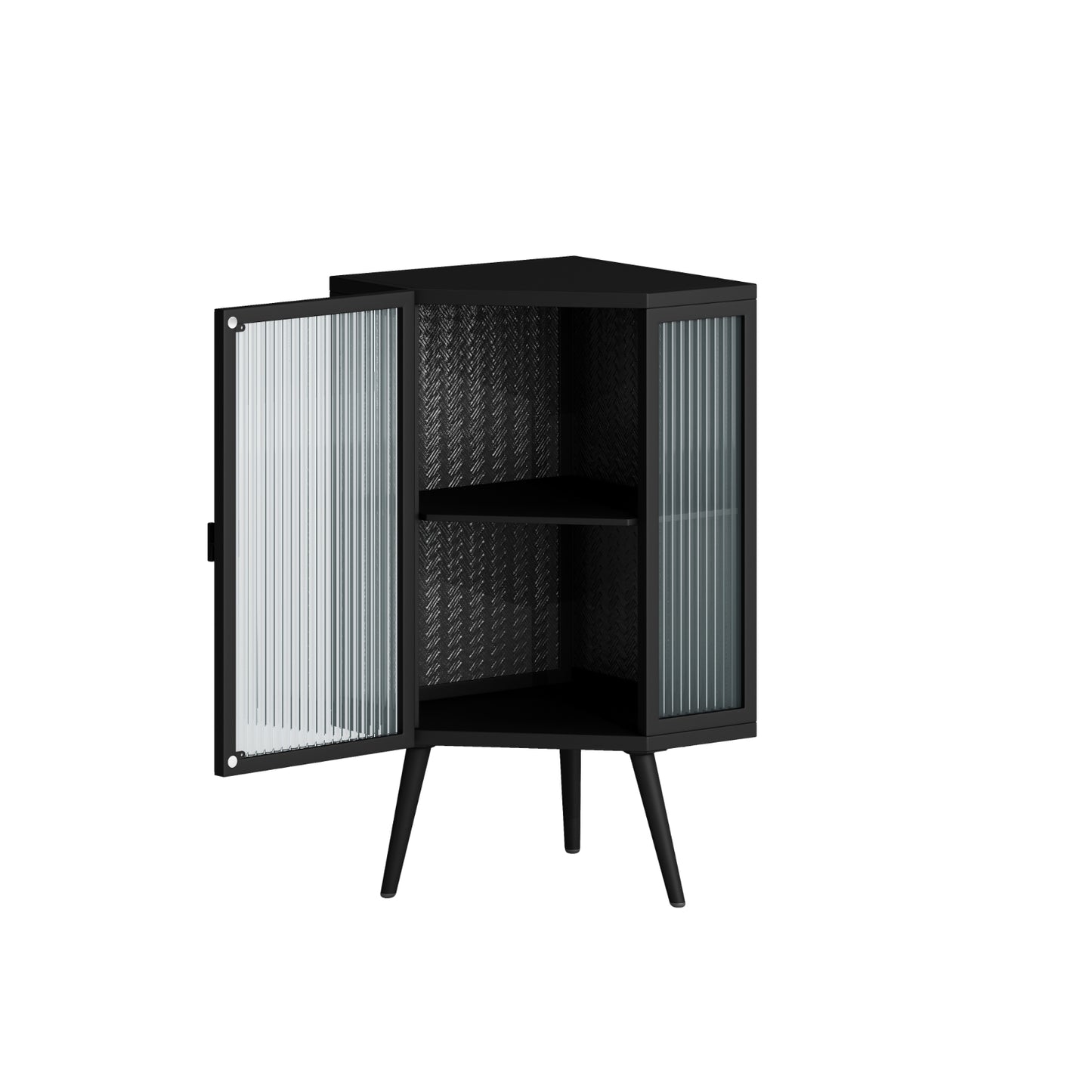 22.25 Floor Corner Cabinet With Glass Door   Shelves For Bathroom, Living Room