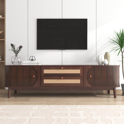 Wood Rattan Media Console