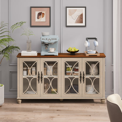 Beige Antique Glass Cabinet