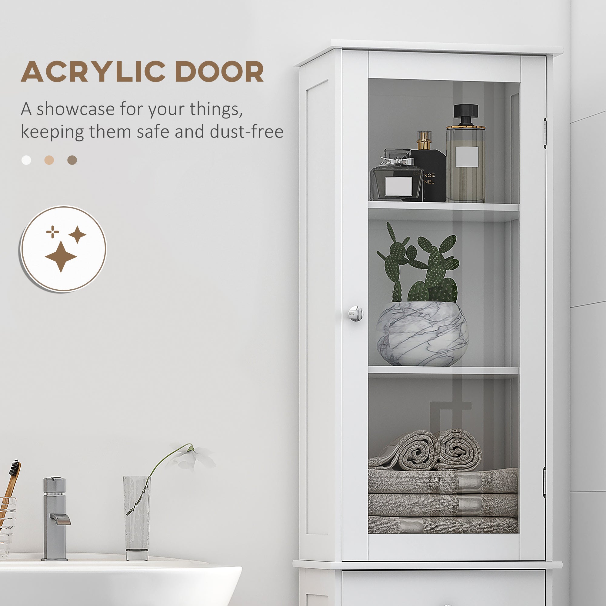 White Slim Storage Cabinet