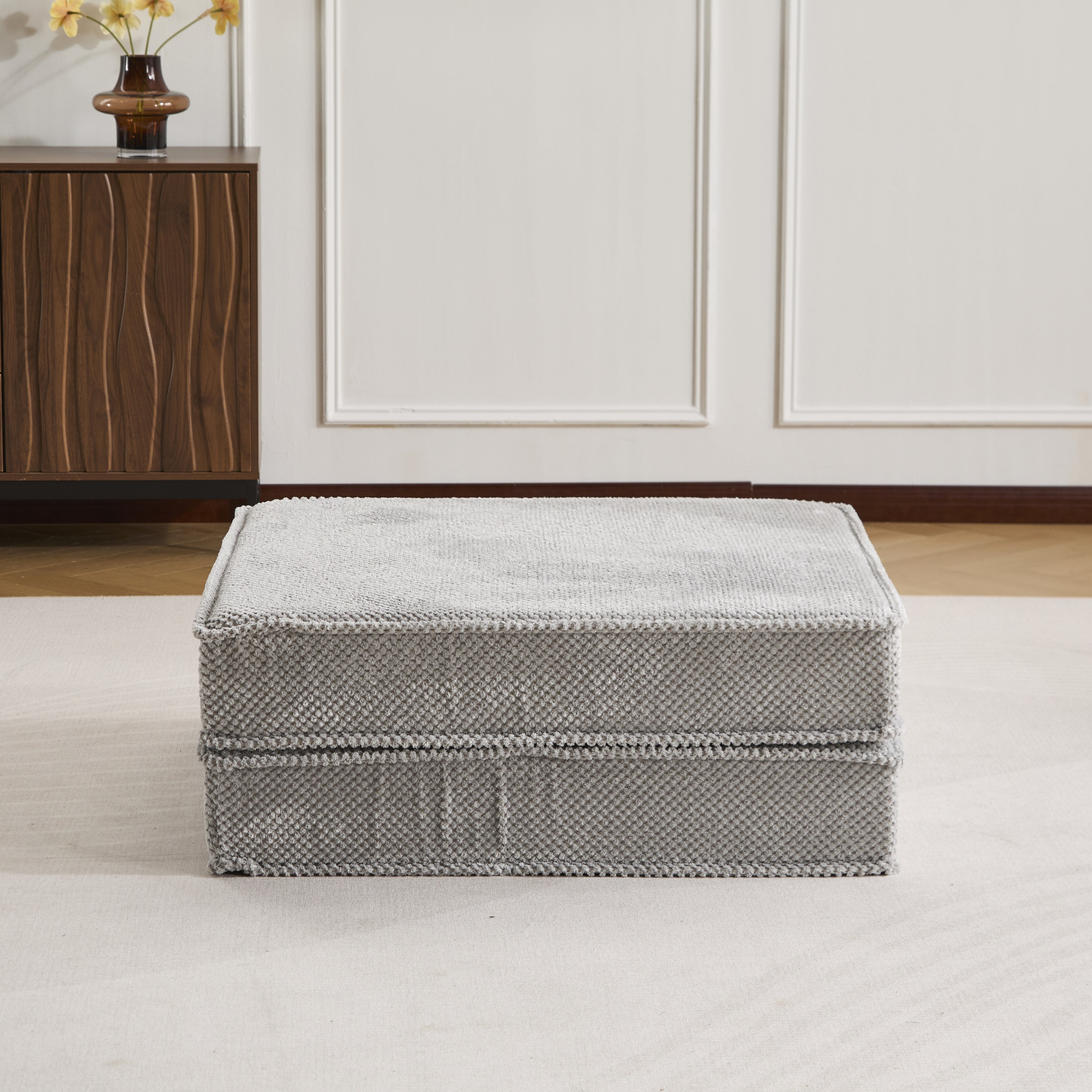 Grey Fleece Floor Sofa Modular No-Assembly
