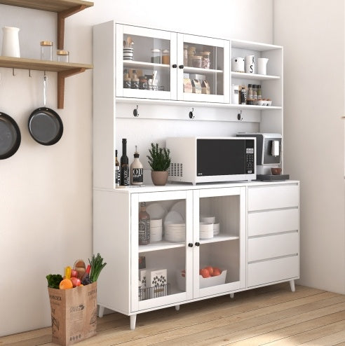 White Kitchen Hutch Cabinet Spacious Storage Kitchen