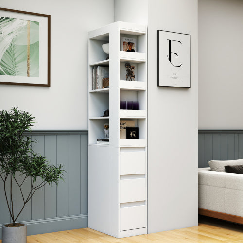 Wooden Display Cabinet Modern Tall Bookshelf Living Room