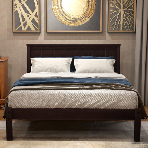 Espresso Wood Platform Bed