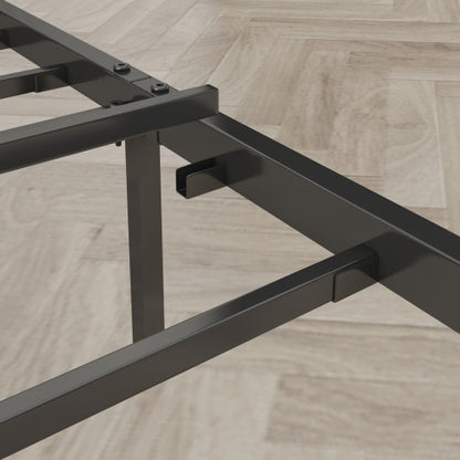 Queen Size Bed Frame With Charging Station, Upholstered Headboard, Metal Platform, Grey