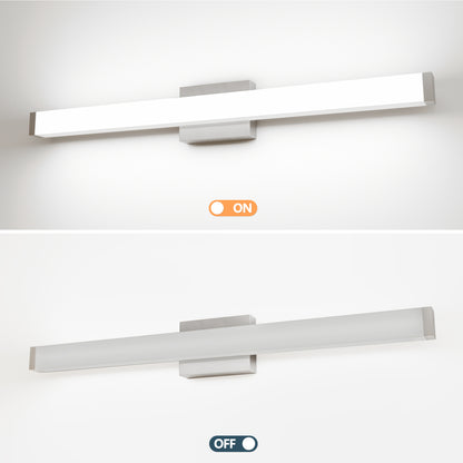 Bathroom Vanity Light Brushed Nickel Square LED 33inch 18W 6000K Cool White Light Wall Bar Lighting Fixtures Over Mirror