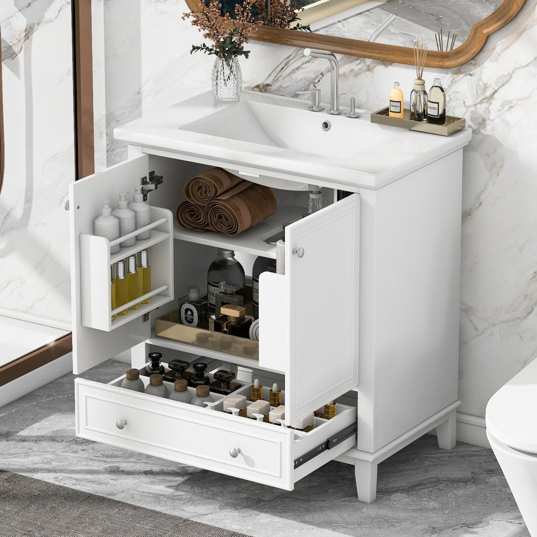 White Bathroom Vanity with Sink Combo, 30"