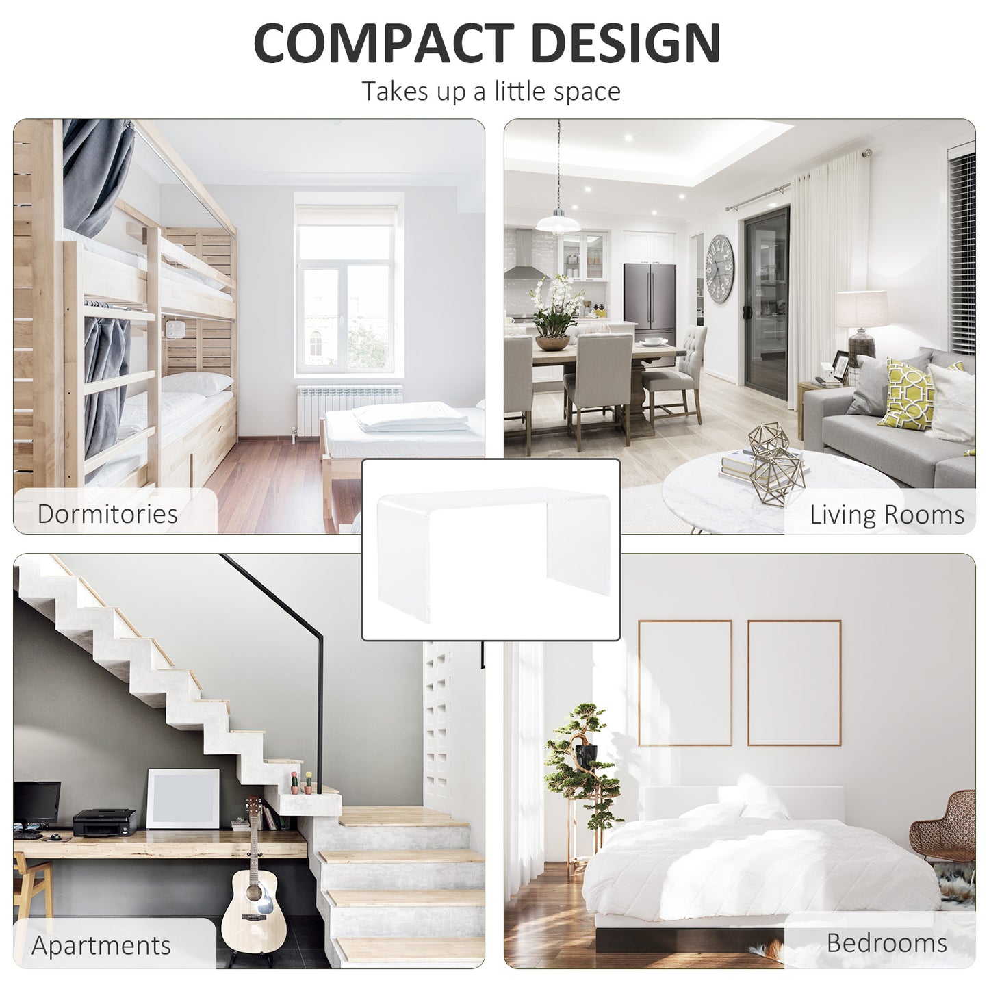 32  Clear Acrylic Coffee Table, 0.5In Thick C-Shape Waterfall End Coffee Table, Multipurpose Lucite Tea Table For Living Room