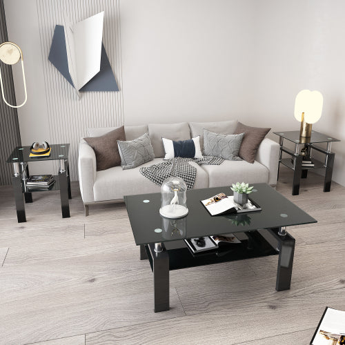 Black Glass Square Tables