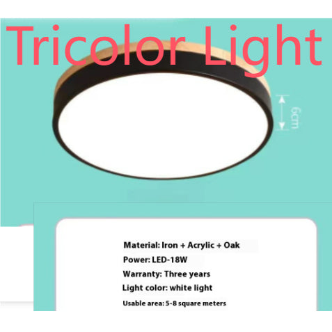 Simple Modern Wooden Lamp Cozy Bedroom Round Ceiling