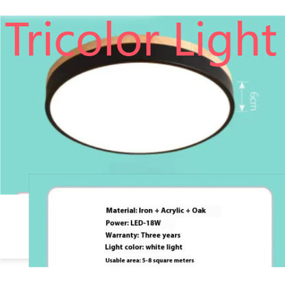 Simple Modern Wooden Lamp Cozy Bedroom Round Ceiling