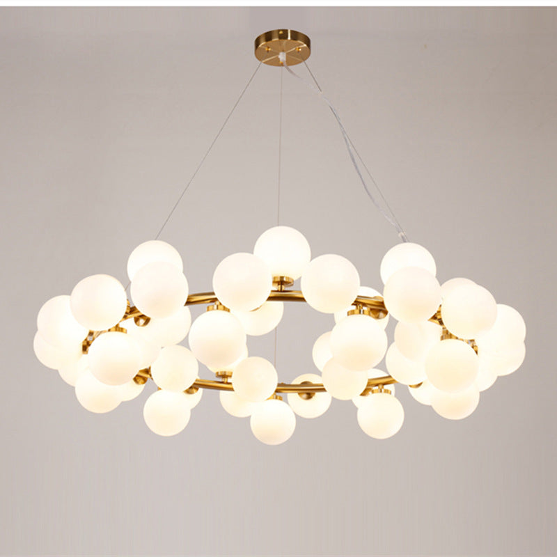 Gold Glass Ball Chandelier 16-Head Multi-Light