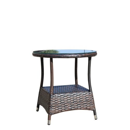 Round Brown Rattan Table
